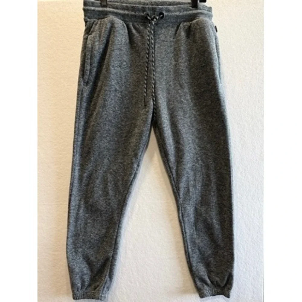 Eddie Bauer Fleece Joggers Mens M Gray Elastic Drawstring Sweatpants D3159589